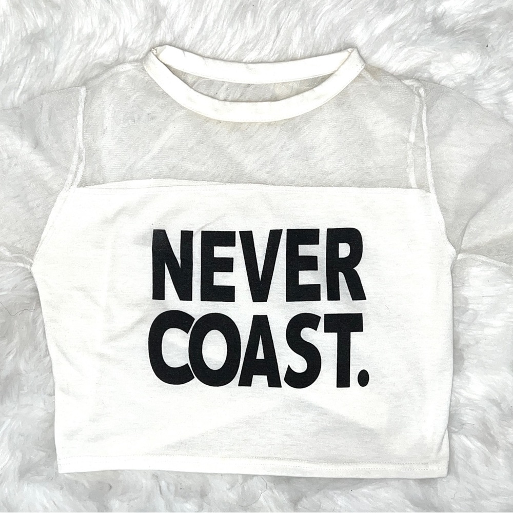 ‘NEVER Coast’ Mesh Crop Top